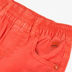 Outlet Baby Boy Gabardine Bermuda Shorts Tinted In Flame-Orange Child Pants, Shorts & Overalls