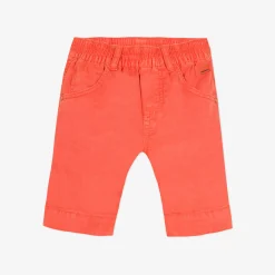 Outlet Baby Boy Gabardine Bermuda Shorts Tinted In Flame-Orange Child Pants, Shorts & Overalls