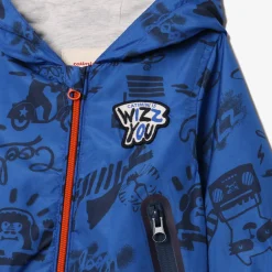 Fashion Baby Boy Printed Blue Windbreaker Child Outerwear