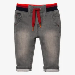 Sale Baby Boys' Grey Striped Pull-On Jeans Child Pants, Shorts & Overalls