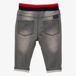 Sale Baby Boys' Grey Striped Pull-On Jeans Child Pants, Shorts & Overalls