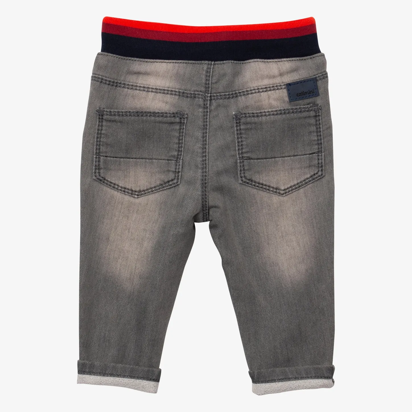 Sale Baby Boys' Grey Striped Pull-On Jeans Child Pants, Shorts & Overalls
