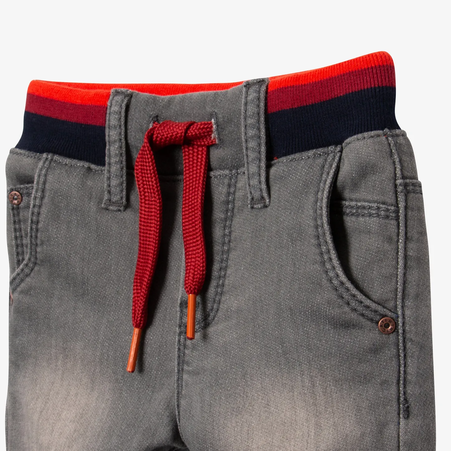 Sale Baby Boys' Grey Striped Pull-On Jeans Child Pants, Shorts & Overalls
