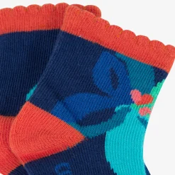 Outlet Baby Girl Blue Socks With Flowers Child Accessories