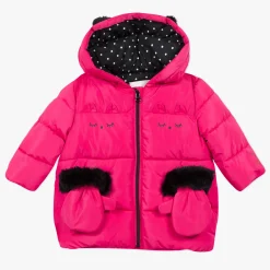Hot Baby Girl Fuchsia Pink Hooded Puffer Jacket Child Outerwear