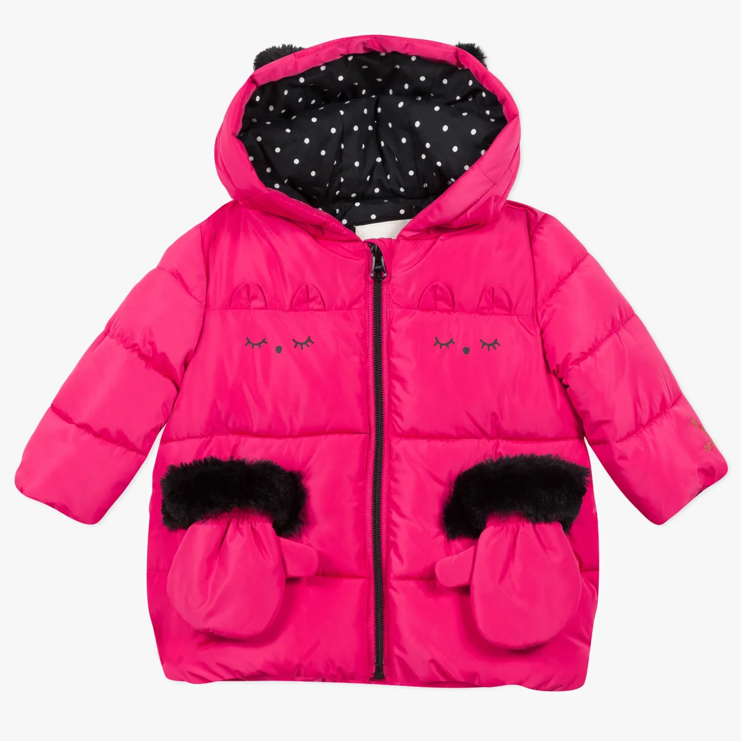 Hot Baby Girl Fuchsia Pink Hooded Puffer Jacket Child Outerwear