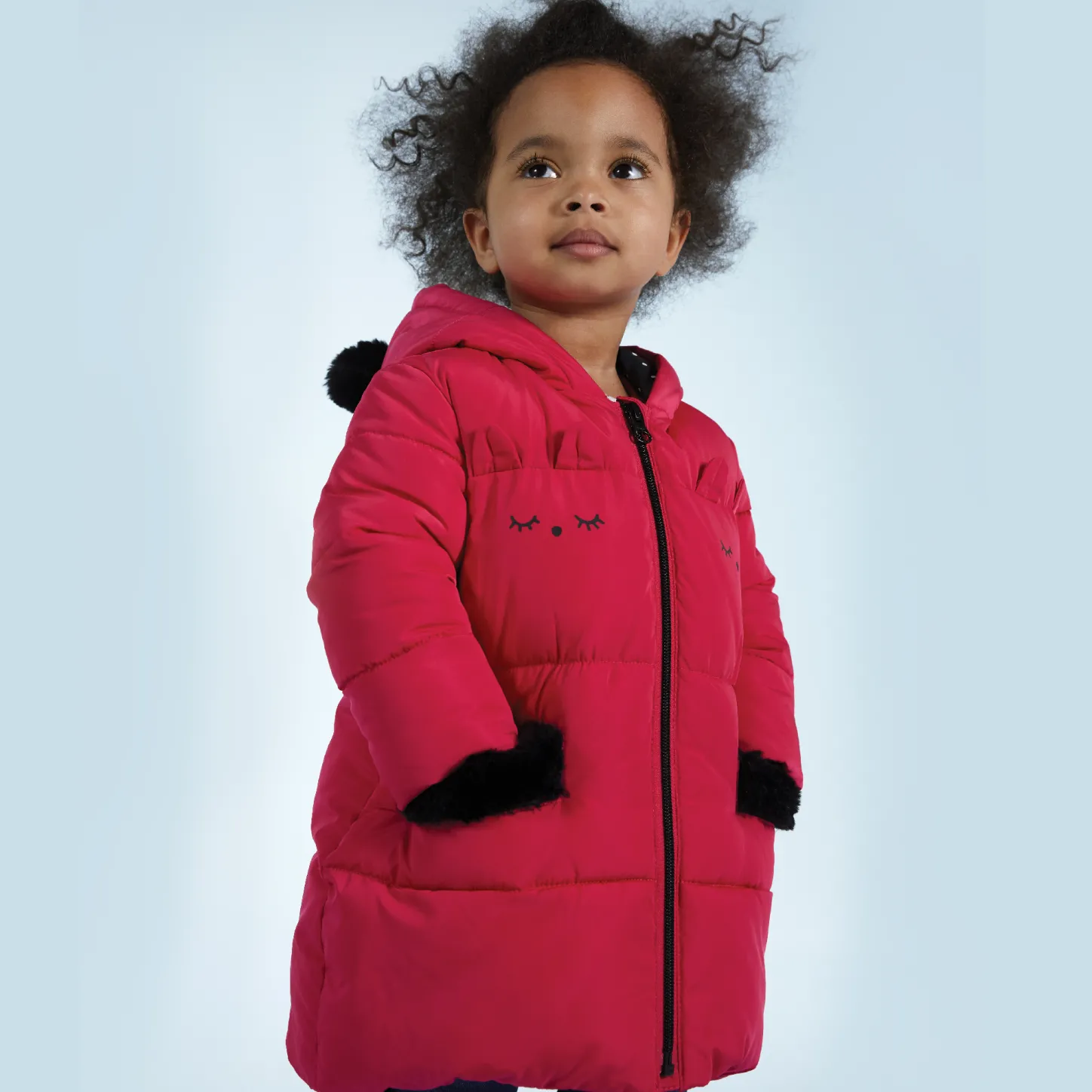 Hot Baby Girl Fuchsia Pink Hooded Puffer Jacket Child Outerwear