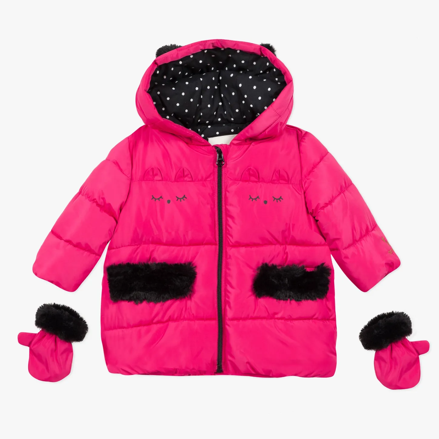 Hot Baby Girl Fuchsia Pink Hooded Puffer Jacket Child Outerwear