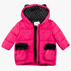 Hot Baby Girl Fuchsia Pink Hooded Puffer Jacket Child Outerwear