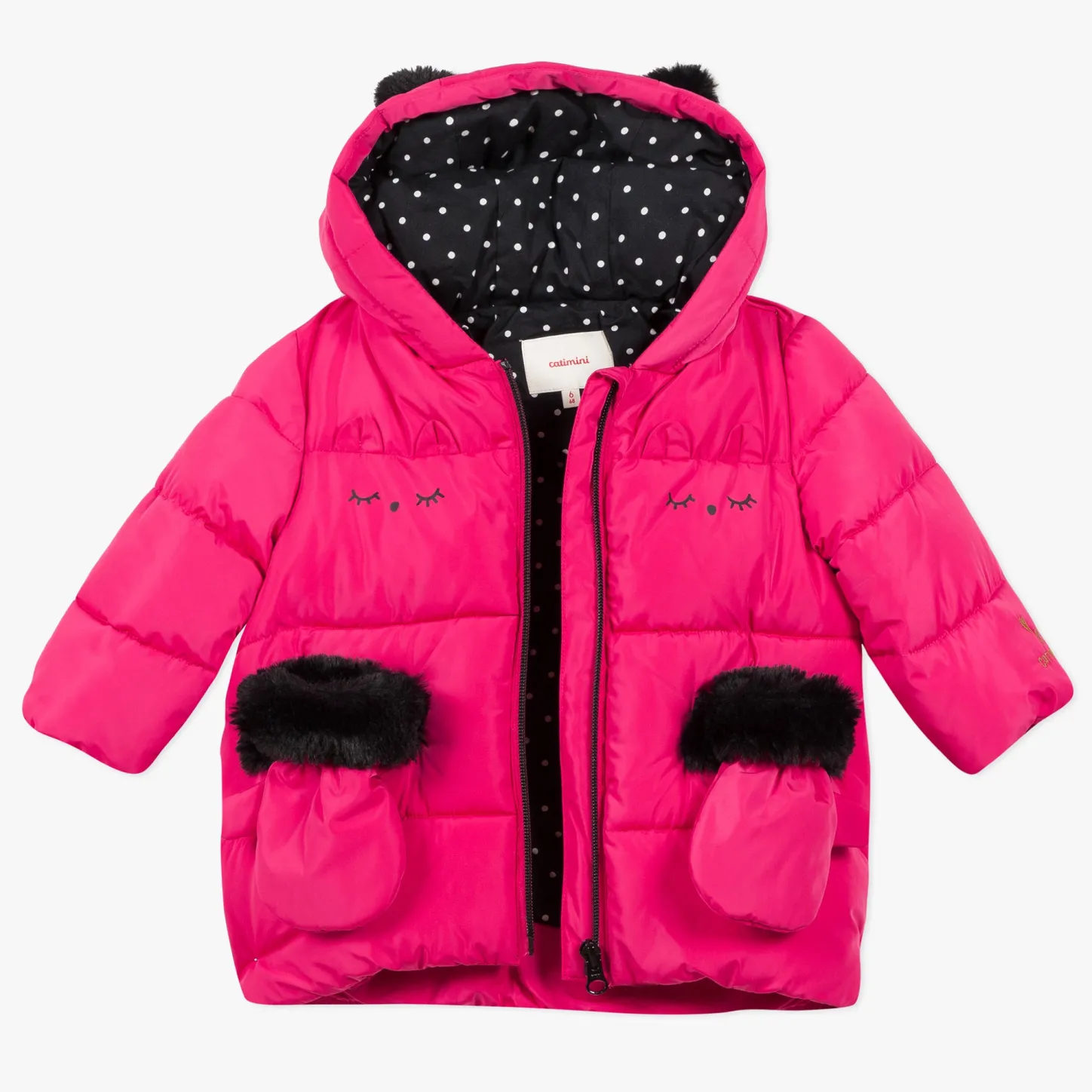 Hot Baby Girl Fuchsia Pink Hooded Puffer Jacket Child Outerwear