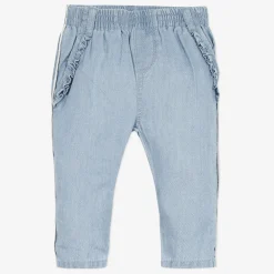 Sale Baby Girl Light Blue Denim Joggers Child Pants, Shorts & Leggings