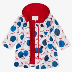 Online Baby Girl Marine Printed Rubberized Rain Jacket Child Outerwear