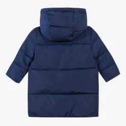 Fashion Baby Girl Navy Blue Puffa Jacket With Ruffles Child Outerwear