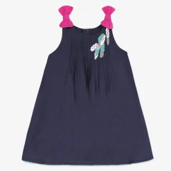 Online Baby Girl Navy Blue Sundress With Bow Child Dresses