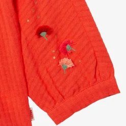 New Baby Girl Orange Woven Embroidered Shirt Child T-Shirts & Tops