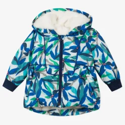 Clearance Baby Girl Printed Jacket With Faux Fur Lining Child Outerwear