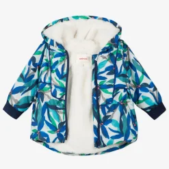 Clearance Baby Girl Printed Jacket With Faux Fur Lining Child Outerwear