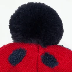 Discount Baby Girl Red Polka Dot Beanie With Pompom Child Accessories