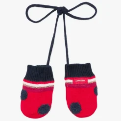 Fashion Baby Girl Red Polka Dot Knit Mittens Child Accessories
