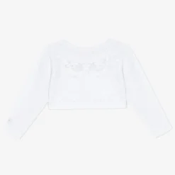 Fashion Baby Girl White Embroidered Cropped Cardigan Child Cardigans & Sweaters