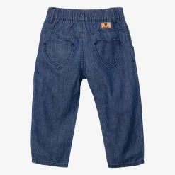 Outlet Baby Girl's Blue Embroidered Jeans Child Pants, Shorts & Leggings