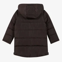 Fashion Boys' Brown Coated Parka With Hood Child Outerwear