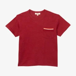 Online Boy's Red Striped Pocket T-Shirt Child T-Shirts