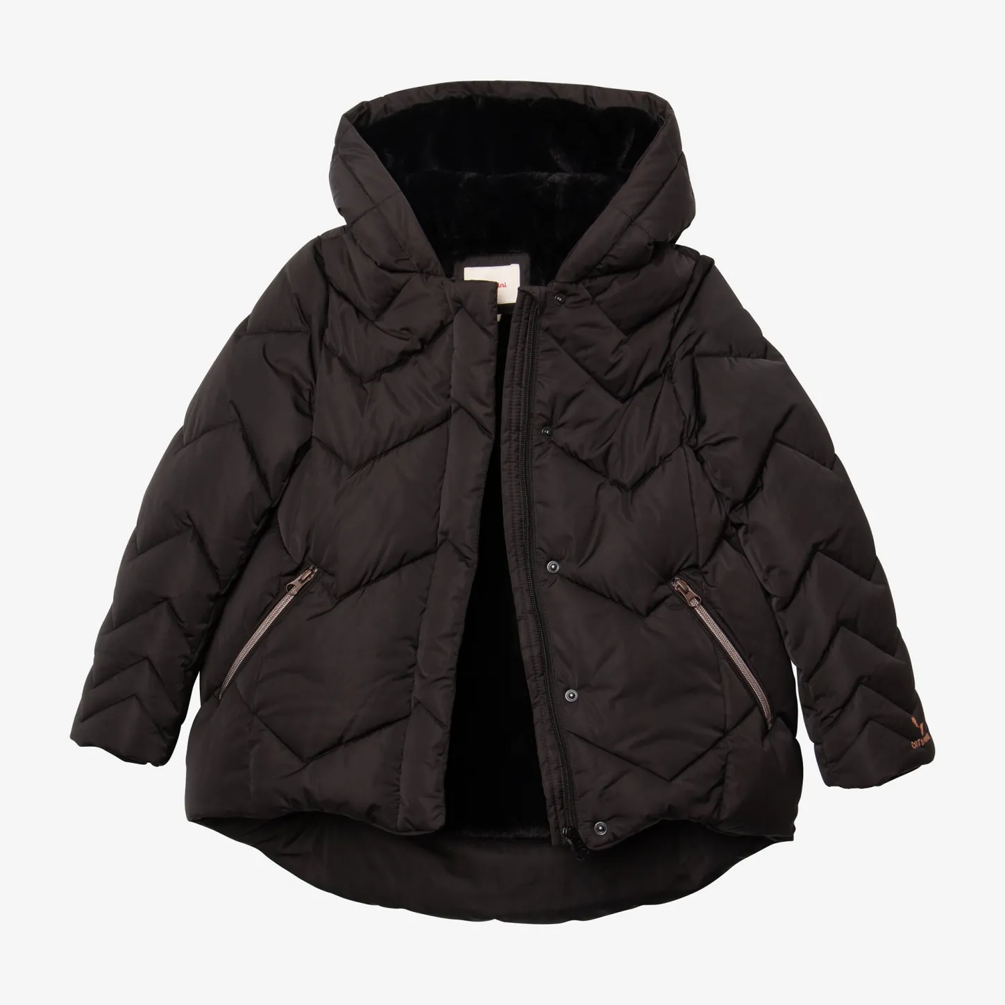 Online Girl Black Quilted Parka Child Outerwear