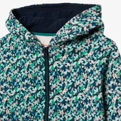 Hot Girl Floral Green Zip Hoodie Child Cardigans & Sweaters