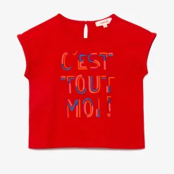 Sale Girl Red Embroidered T-Shirt Child T-Shirts & Tops