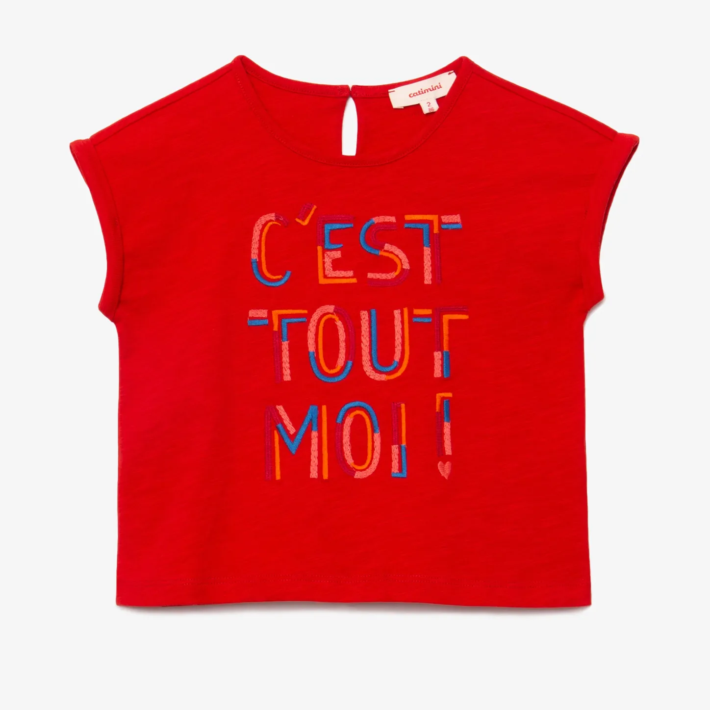 Sale Girl Red Embroidered T-Shirt Child T-Shirts & Tops