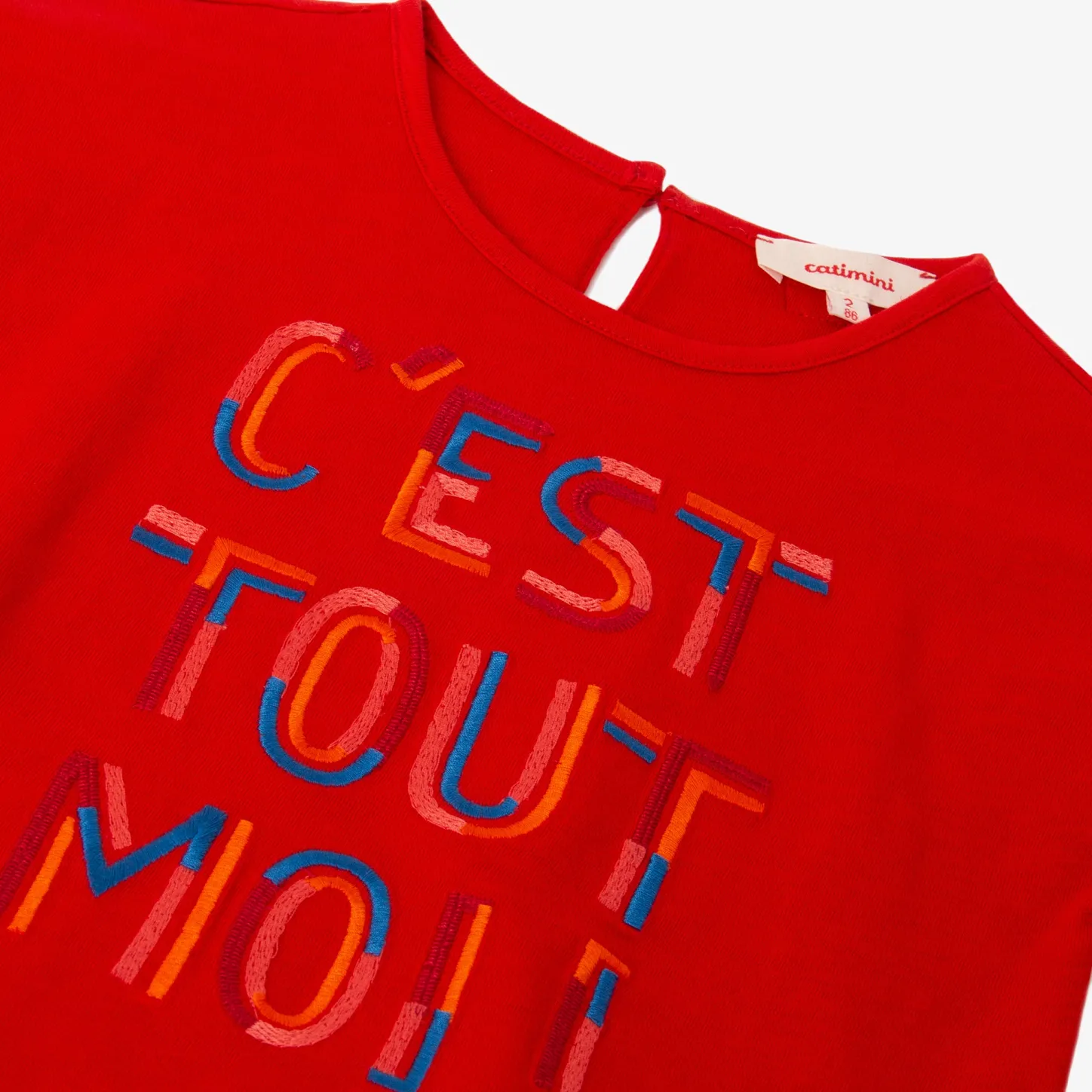 Sale Girl Red Embroidered T-Shirt Child T-Shirts & Tops