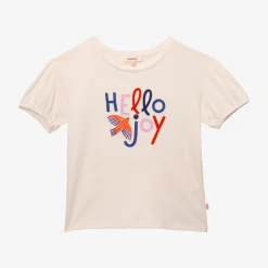 Clearance Girls' Ecru Embroidered T-Shirt Child T-Shirts & Tops
