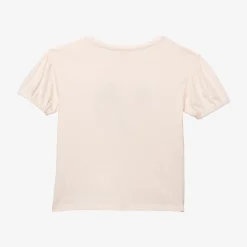 Clearance Girls' Ecru Embroidered T-Shirt Child T-Shirts & Tops