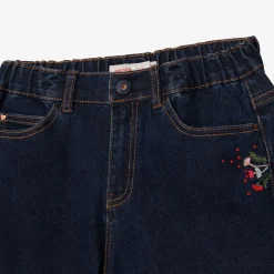 Outlet Girls' Embroidered Flower Jeans Child Pants & Shorts