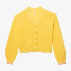 Discount Girl's Fluffy Yellow Cardigan Child Cardigans & Sweaters
