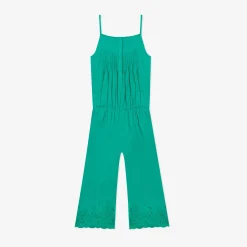Hot Girls' Green Embroidered Jumpsuit Child Pants & Shorts