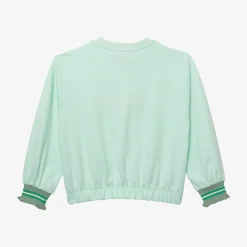 Clearance Girl's Green Face-Flowers Sweatshirt Child Cardigans & Sweaters