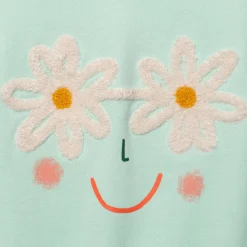 Clearance Girl's Green Face-Flowers Sweatshirt Child Cardigans & Sweaters