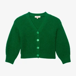 Outlet Girls' Green Knit Cardigan Child Cardigans & Sweaters