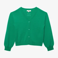 Outlet Girl's Green Knitted Cardigan Child Cardigans & Sweaters