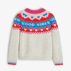 Clearance Girls' Heather Grey Knitted Sweater Child Cardigans & Sweaters