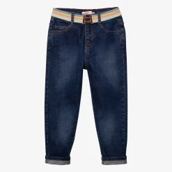 Sale Girl's Jeans With Stone Blue Striped Belt Child Pants & Shorts