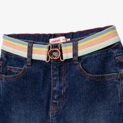 Sale Girl's Jeans With Stone Blue Striped Belt Child Pants & Shorts