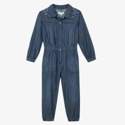 Sale Girls' Light Denim Embroidered Jumpsuit Child Dresses & Skirts
