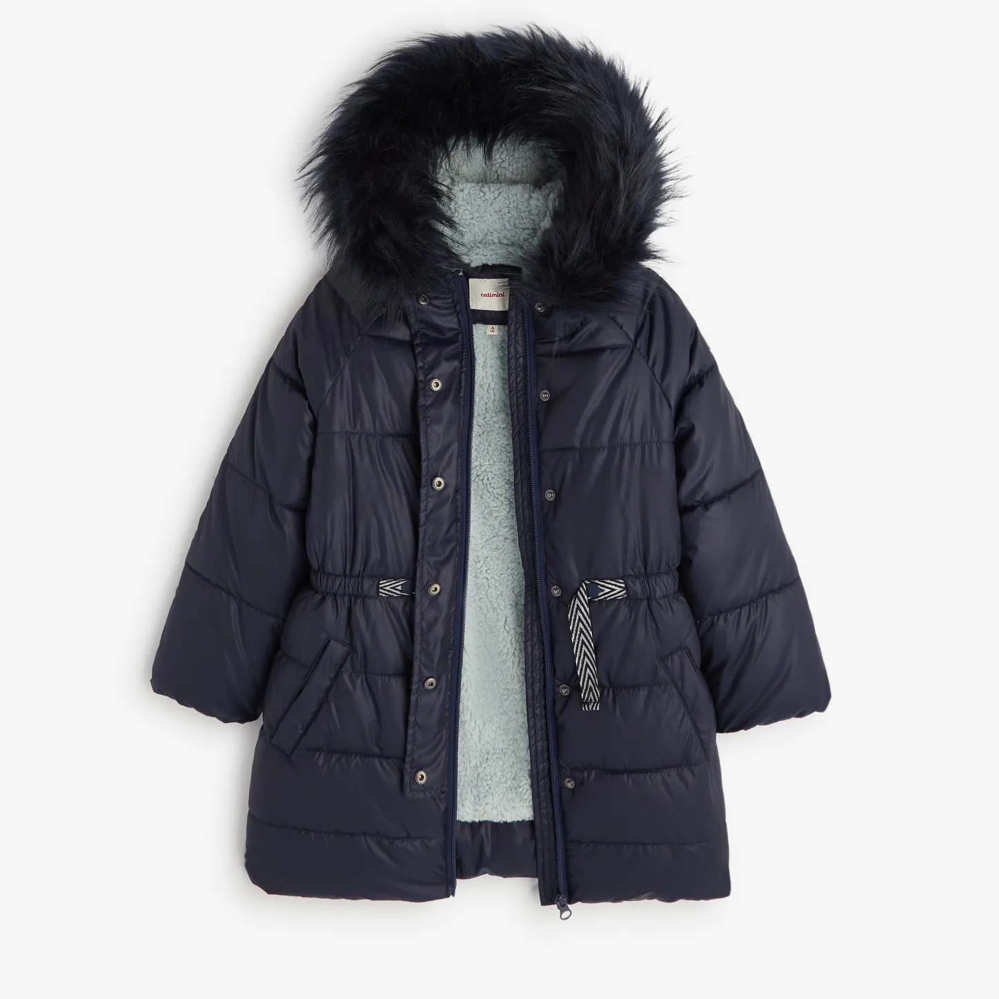 Online Girls' Navy Blue Parka Child Outerwear