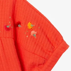 Clearance Girl's Orange Woven Embroidered Blouse Child T-Shirts & Tops