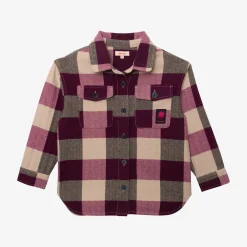 New Girls' Purple Gingham Overshirt Child Outerwear