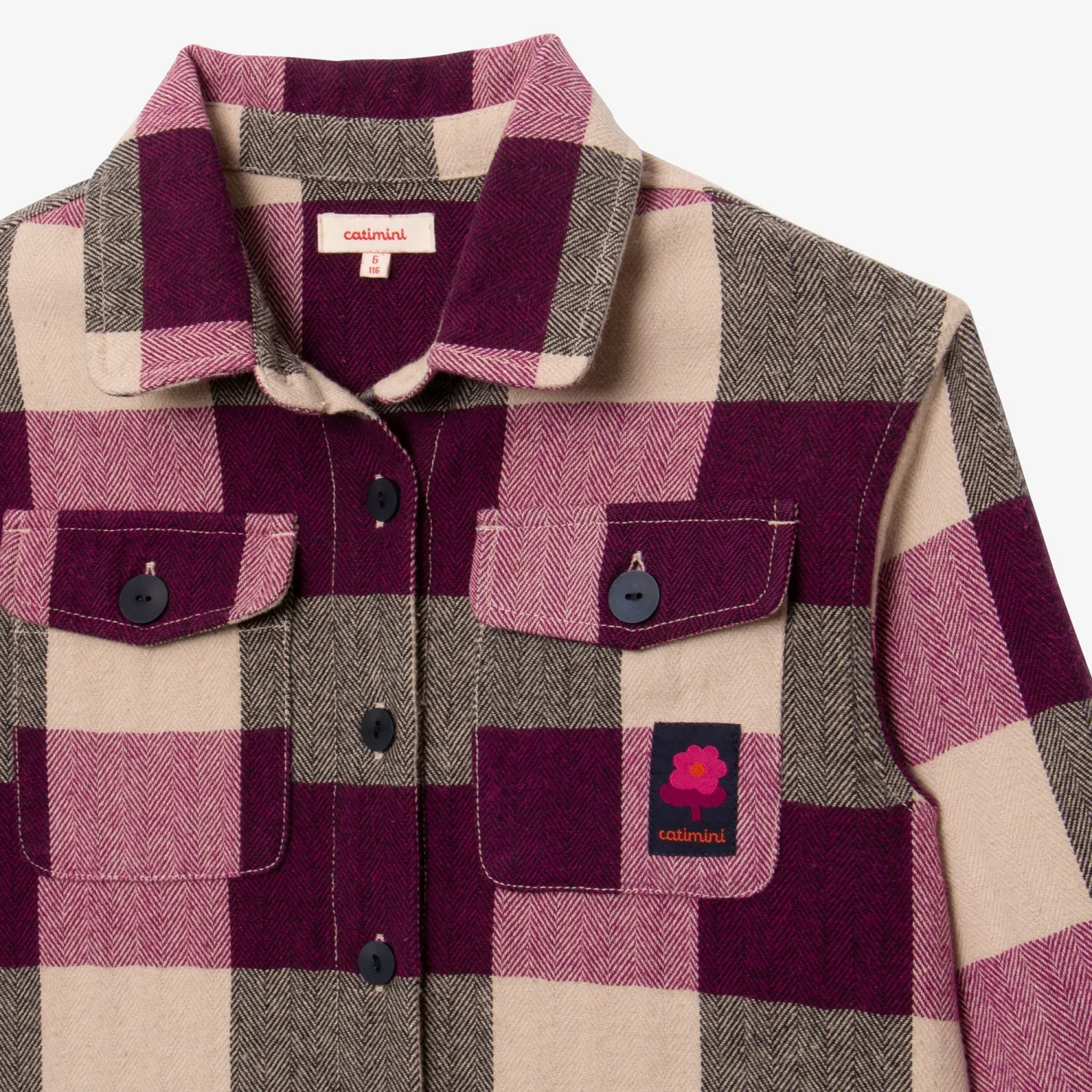 New Girls' Purple Gingham Overshirt Child Outerwear