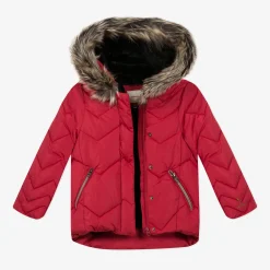 Best Girls' Red Coated Padded Jacket Child Outerwear
